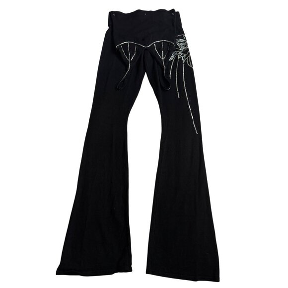 I.AM.GIA Black Knit Embellished Womens Set pant/top sz XXS black flared nwot - Picture 2 of 15
